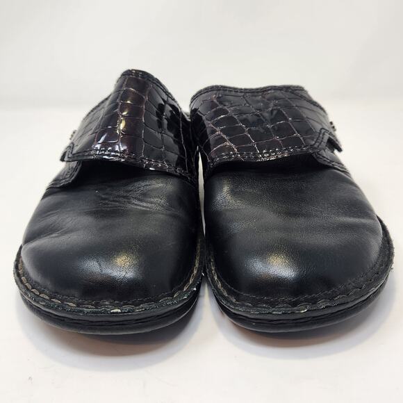 Finn Comfort Aussee Black Brown Croc Leather Mule Clog Women Size 38D US 7.5 - Picture 3 of 8